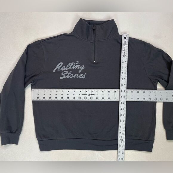 The Rolling Stones Quarter Zip Lightweight Sweatshirt Women Small Gray Music - Picture 6 of 6